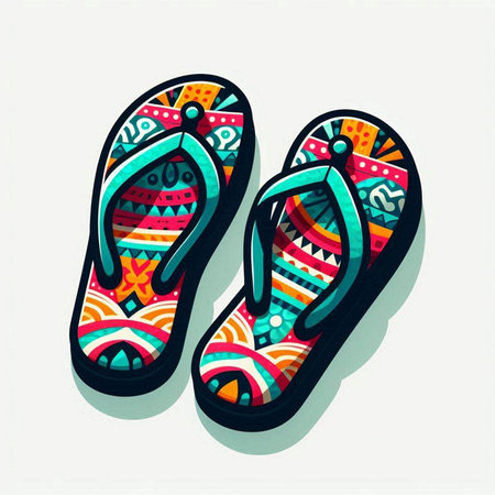 flip flops with ethnic ornaments. Vector illustration.のイラスト素材