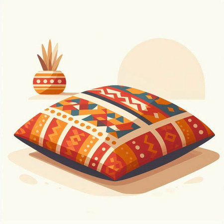 Vector illustration of a pillow with a decorative pattern. Vector illustration.のイラスト素材