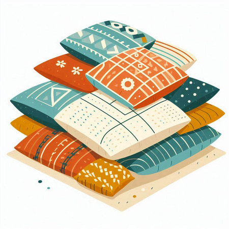 Colorful pillows on a white background. Vector illustration for your designのイラスト素材