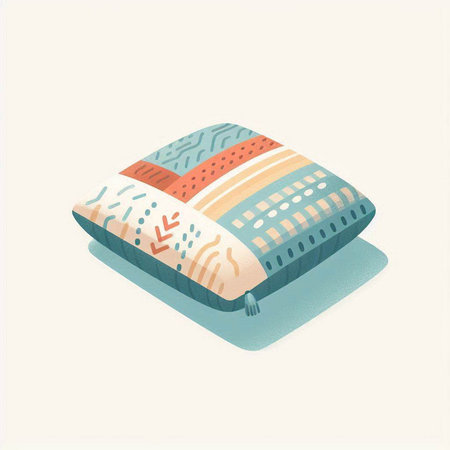 Illustration of a colorful pillow on a white background, vector illustrationのイラスト素材