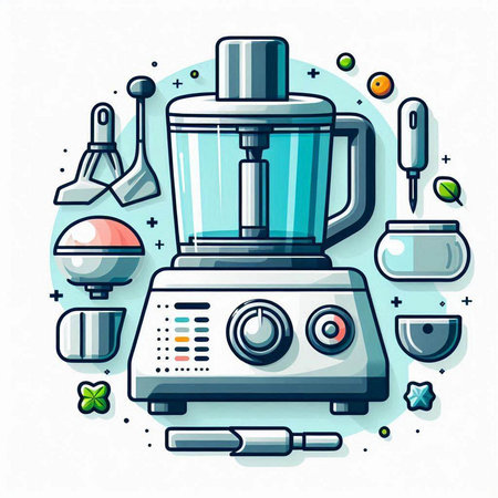 Kitchen equipment. Blender, mixer, blender, blender. Vector illustrationのイラスト素材