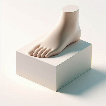 3d render of mannequin leg in white box on white backgroundのイラスト素材