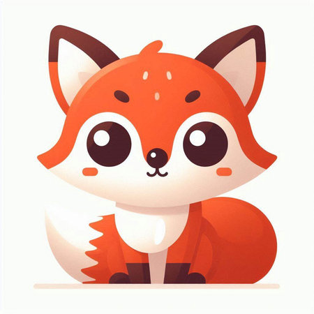 Cute cartoon fox isolated on a white background. Vector illustration.のイラスト素材