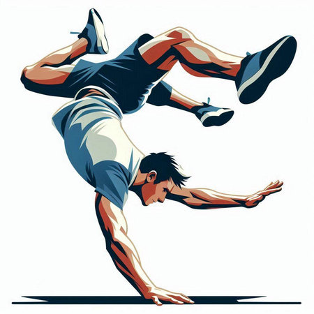 Athletic young man in a jump. Vector illustration.のイラスト素材