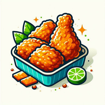Fried chicken nuggets on a white background. Vector illustration.のイラスト素材
