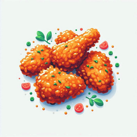 Illustration of fried chicken wings on white background, vector illustration.のイラスト素材