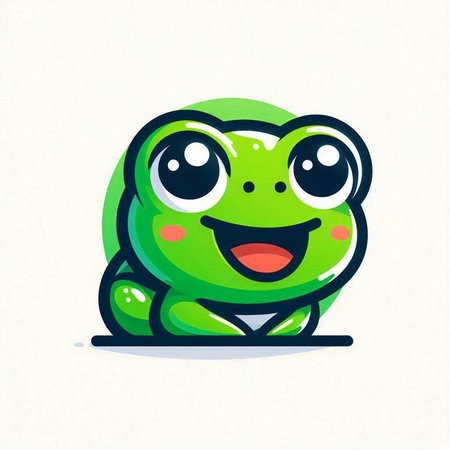 Cute cartoon frog isolated on a white background. Vector illustration.のイラスト素材