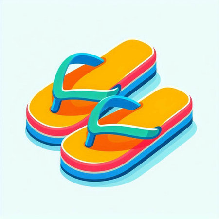 Flip-flops. 3D isometric vector illustration.のイラスト素材