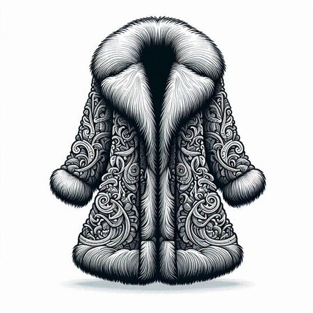 Mink fur coat, hand drawn illustration, sketch for your designのイラスト素材