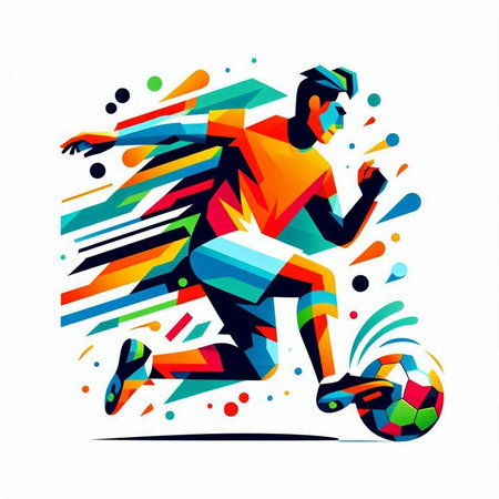 Cyclist rides a bicycle. Colorful abstract vector illustration.のイラスト素材