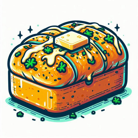 Sketch of a loaf of bread with cheese. Vector illustration.のイラスト素材