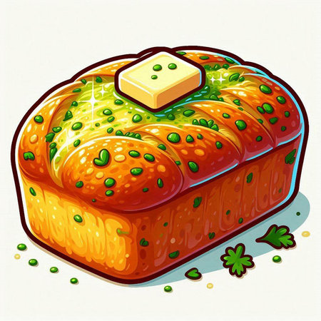 Illustration of a traditional eid mubarak bread with butterのイラスト素材