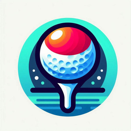 Golf club logo with ball and racket. Vector illustration in modern flat style.のイラスト素材