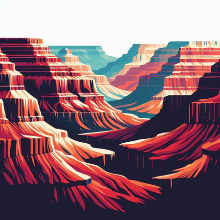 Grand Canyon in Arizona, United States. Hand drawn vector illustration.のイラスト素材