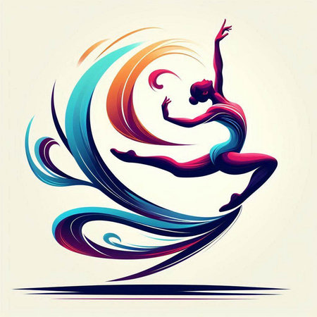 illustration of a girl dancing on a colorful background, vector illustrationのイラスト素材