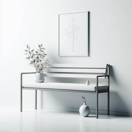 Mock up poster frame in modern interior background, 3d renderのイラスト素材