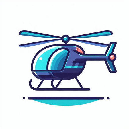 helicopter icon on white background, flat style, vector illustrationのイラスト素材