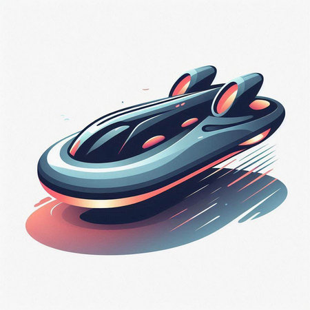 illustration of a cartoon speedboat on a white background with a shadowのイラスト素材