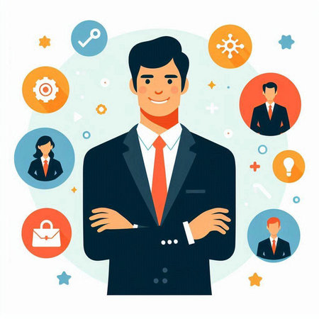 Businessman character in flat style. Vector illustration for your design.のイラスト素材