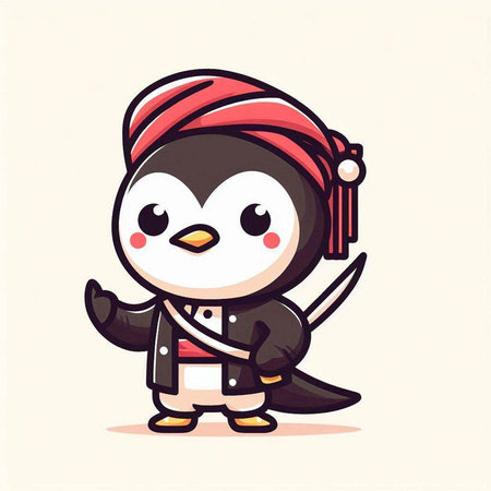 Cute penguin in traditional costume. Vector cartoon character illustration.のイラスト素材