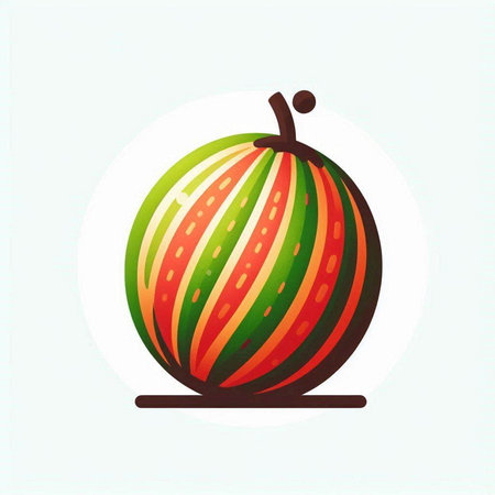 Fruit icon. Vector illustration of a watermelon isolated on white background.のイラスト素材