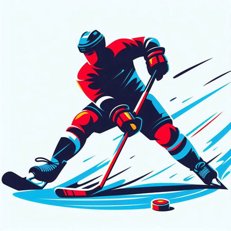 Hockey player on the ice. Vector illustration in retro style.のイラスト素材