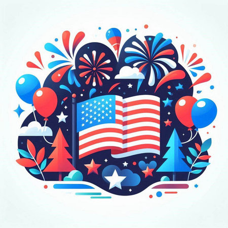 Happy Independence Day of United States of America holiday background. Vector illustrationのイラスト素材