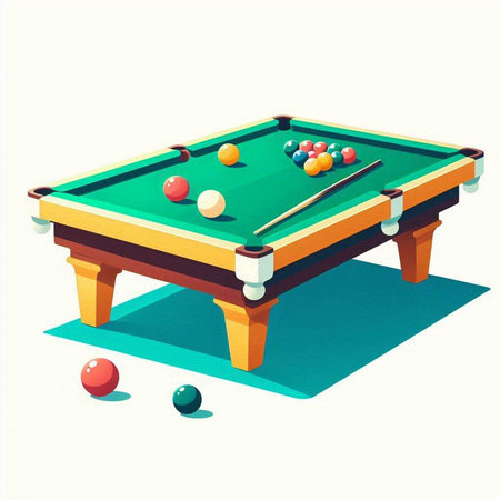 Pool table with balls. Isolated on white background. Vector illustration.のイラスト素材