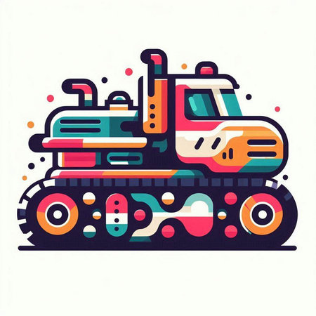 Colorful bulldozer isolated on a white background. Vector illustration.のイラスト素材