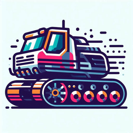 Vector illustration of bulldozer in flat style isolated on white background.のイラスト素材