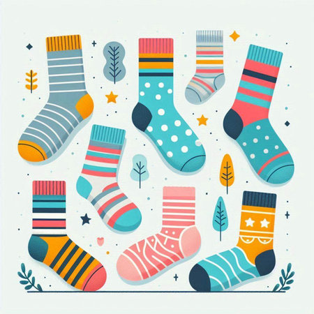 Set of colorful socks. Vector illustration in a flat style on white background.のイラスト素材