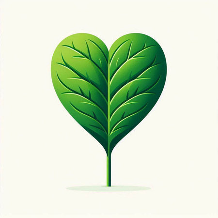 green leaf in heart shape on white background. vector illustration eps10のイラスト素材