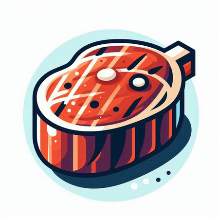 Steak icon. Vector illustration of a piece of fresh meat.のイラスト素材