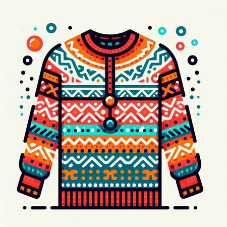 Hand drawn winter sweater. Vector illustration. Colorful doodle.のイラスト素材