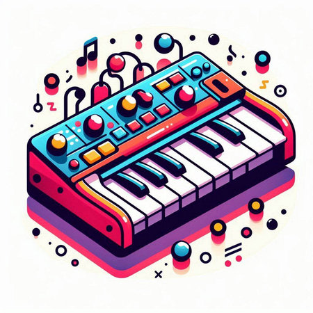 Vector illustration of colorful digital synthesizer isolated on white background. Eps 10のイラスト素材