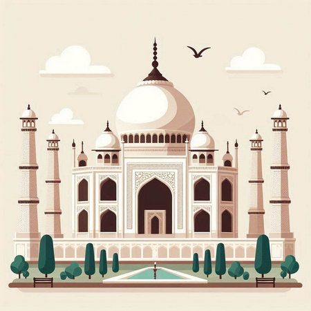 Taj Mahal in Agra, Uttar Pradesh, India.のイラスト素材