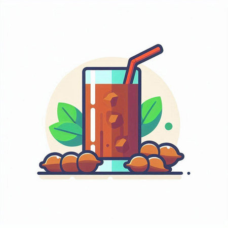 Iced cola with ice in a glass, vector illustration.のイラスト素材
