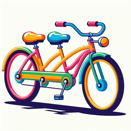 Colorful kids bicycle on a white background. Cartoon vector illustration.のイラスト素材