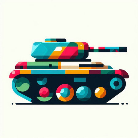 Vector illustration of a multi-colored tank on a white background.のイラスト素材