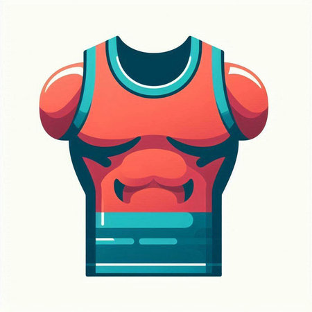 illustration of a cartoon tank top with angry facial expression on white backgroundのイラスト素材