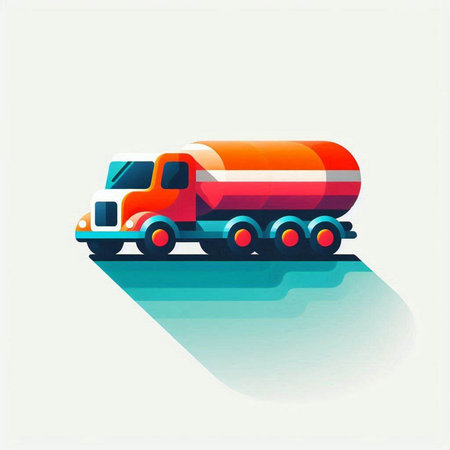 Truck with fuel tank. Vector illustration in flat design style.のイラスト素材