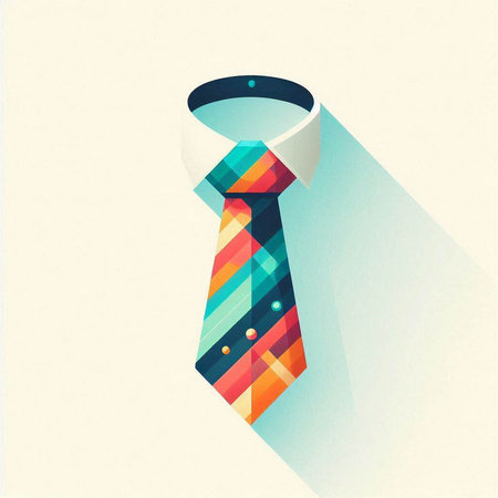 Colorful necktie with long shadow. Vector illustration. Eps 10のイラスト素材