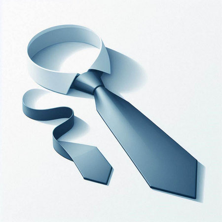 Blue necktie on a white background. 3d render illustration.のイラスト素材