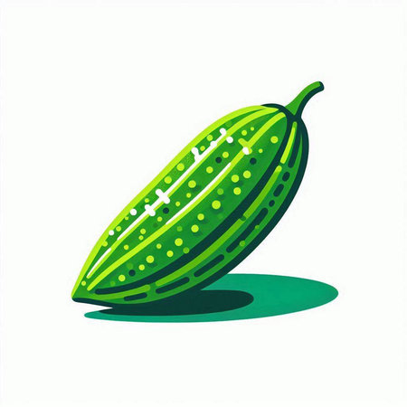 Illustration of a cucumber on a white background. Vector.のイラスト素材