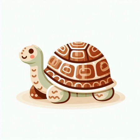 Cute cartoon turtle. Vector illustration isolated on a white background.のイラスト素材