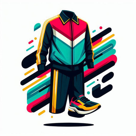 Vector illustration of man in sportswear with colorful abstract background.のイラスト素材