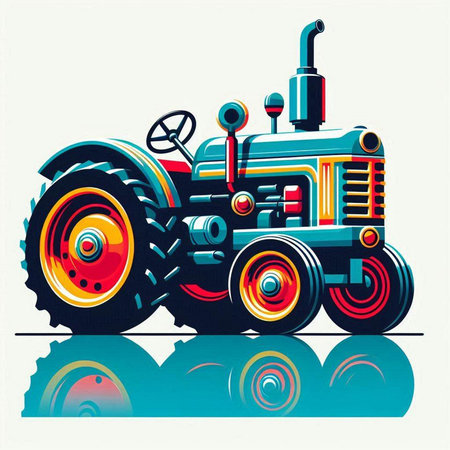 Tractor vector illustration. Isolated on white background. Vector illustration.のイラスト素材