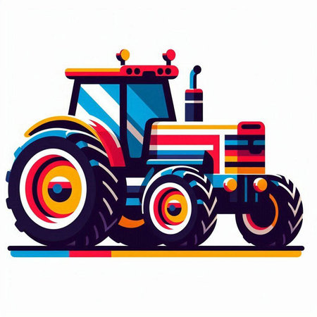 Tractor. Vector illustration. Isolated on a white background.のイラスト素材