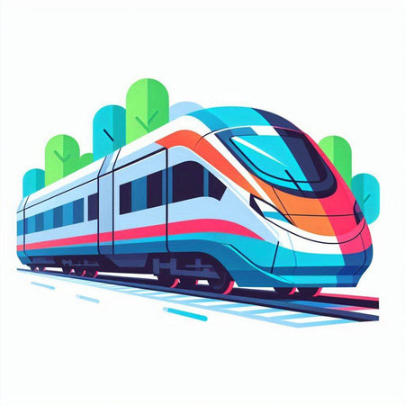 Modern high-speed train. Vector illustration isolated on white background.のイラスト素材