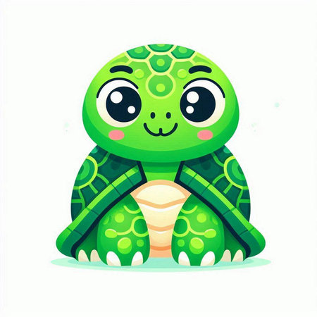 Cute cartoon turtle. Vector illustration isolated on a white background.のイラスト素材